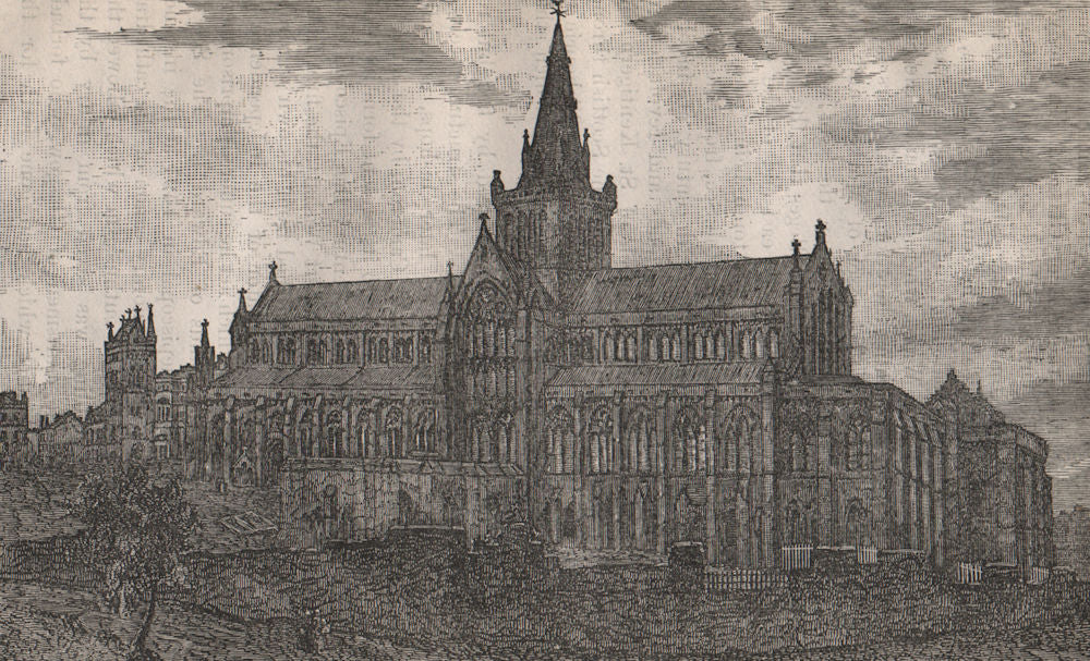 Glasgow Cathedral. Scotland 1886 old antique vintage print picture